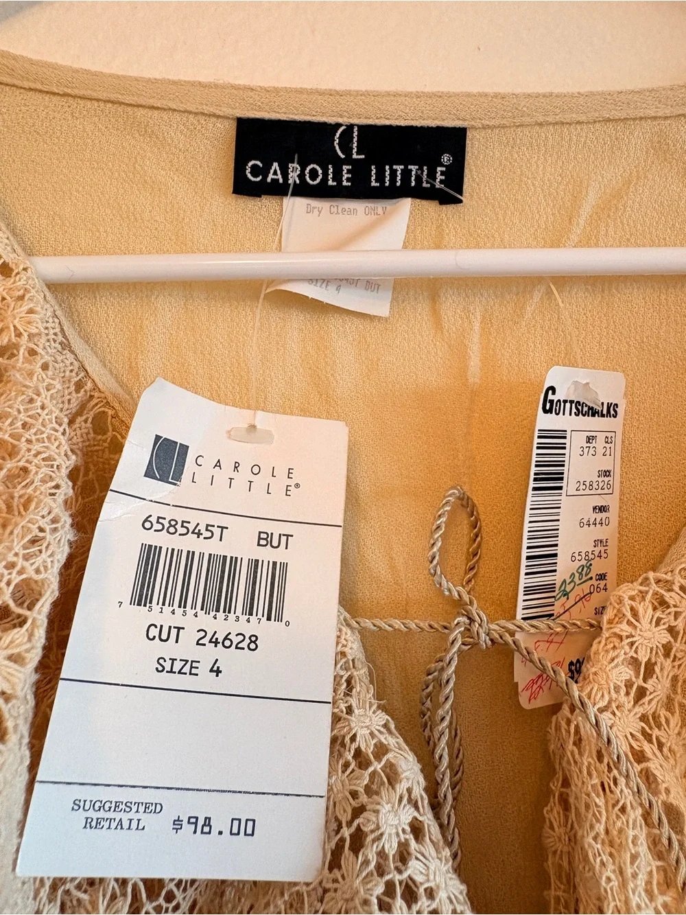 Carole Little Cream Crochet-Trim Blouse - Picture 2 of 3